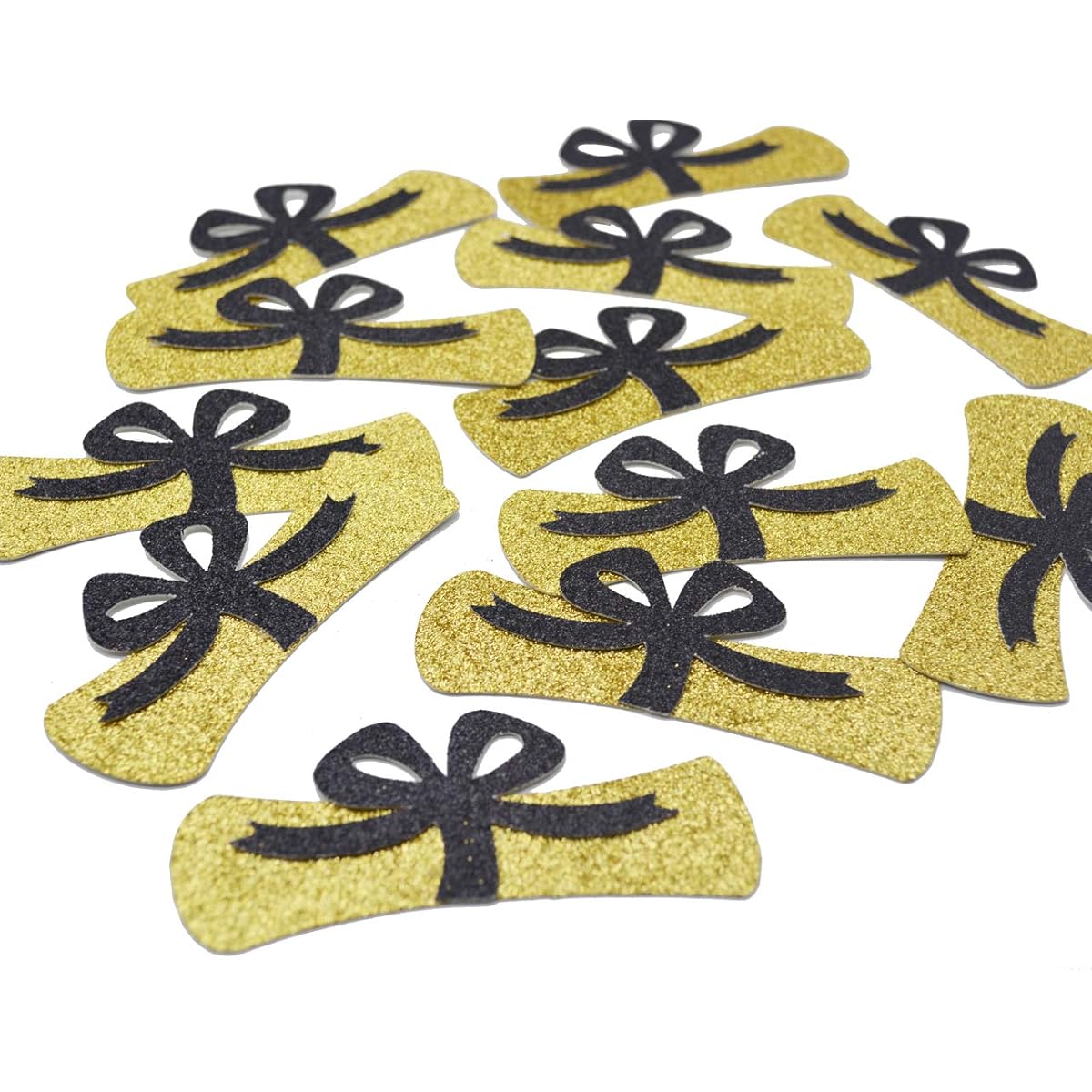 12pcs 4" Diploma Confetti Graduation Centerpieces Graduation Party Decorations Graduation Table Decorations for Class of 2019 High School College Graduation Party Supplies (Gold & Black Glitter)
