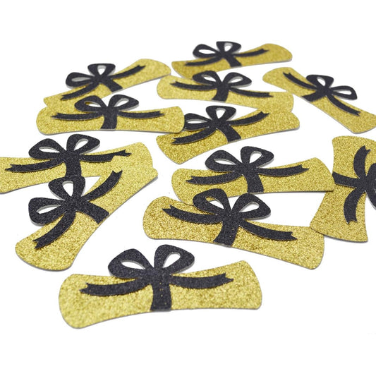 12pcs 4" Diploma Confetti Graduation Centerpieces Graduation Party Decorations Graduation Table Decorations for Class of 2019 High School College Graduation Party Supplies (Gold & Black Glitter)