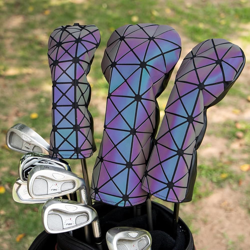 Golf Head Cover for Wood Popular Miyake Style Driver Cover Fairway Wood Cover Utility Cover/Hybrid Cover Stylish Design with Number Tag Made of High Quality Leather Single Item Set of 3 White