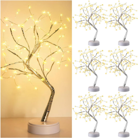VIHOSE 6pcs 20inch Tabletop Bonsai Tree Lights 108 LED Copper Wire String Lights DIY Artificial Tree Warm White Fairy Lights Battery Operated USB Operated Spirit Tree Lamp for Bedroom Christmas Party Decoration