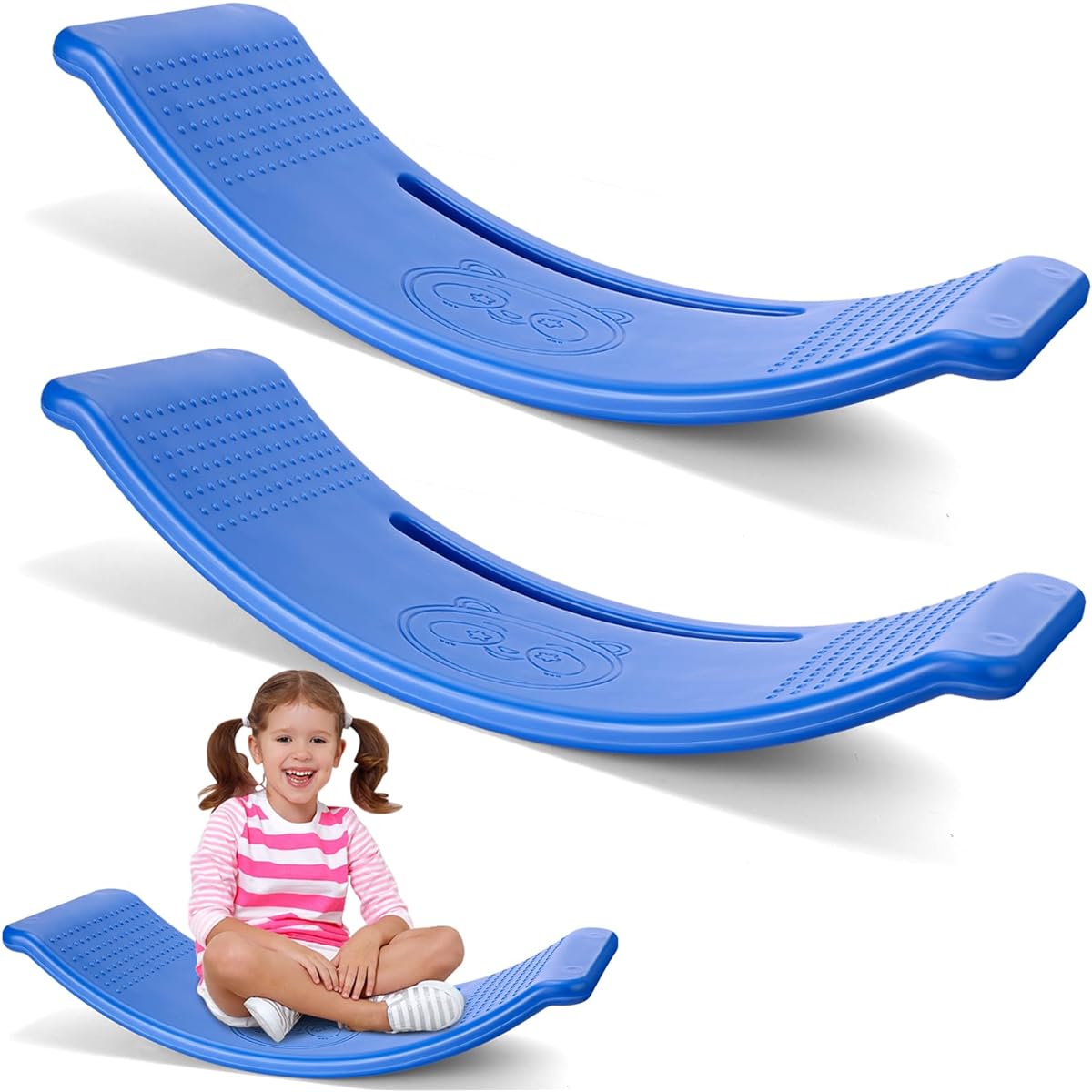 Motionchic Talking Toy 2 Pack Wobble Discs for Kids Stackable Lightweight Wobble Discs Wobble Discs for Kids Exercise Motor Skills Reading Gaming TV Outdoor and Indoor Use - Blue