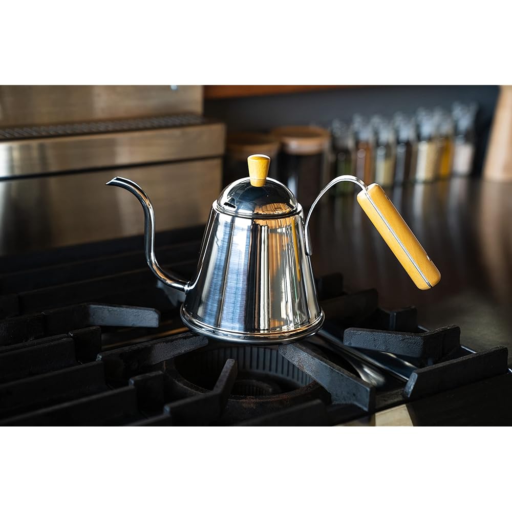 Aoyoshi CASUAL PRODUCT Burr Drip Pot with Thermometer 510564 Made in Japan Drip Kettle Coffee Kettle Coffee Drip Pot Narrow Mouth Wood Grain