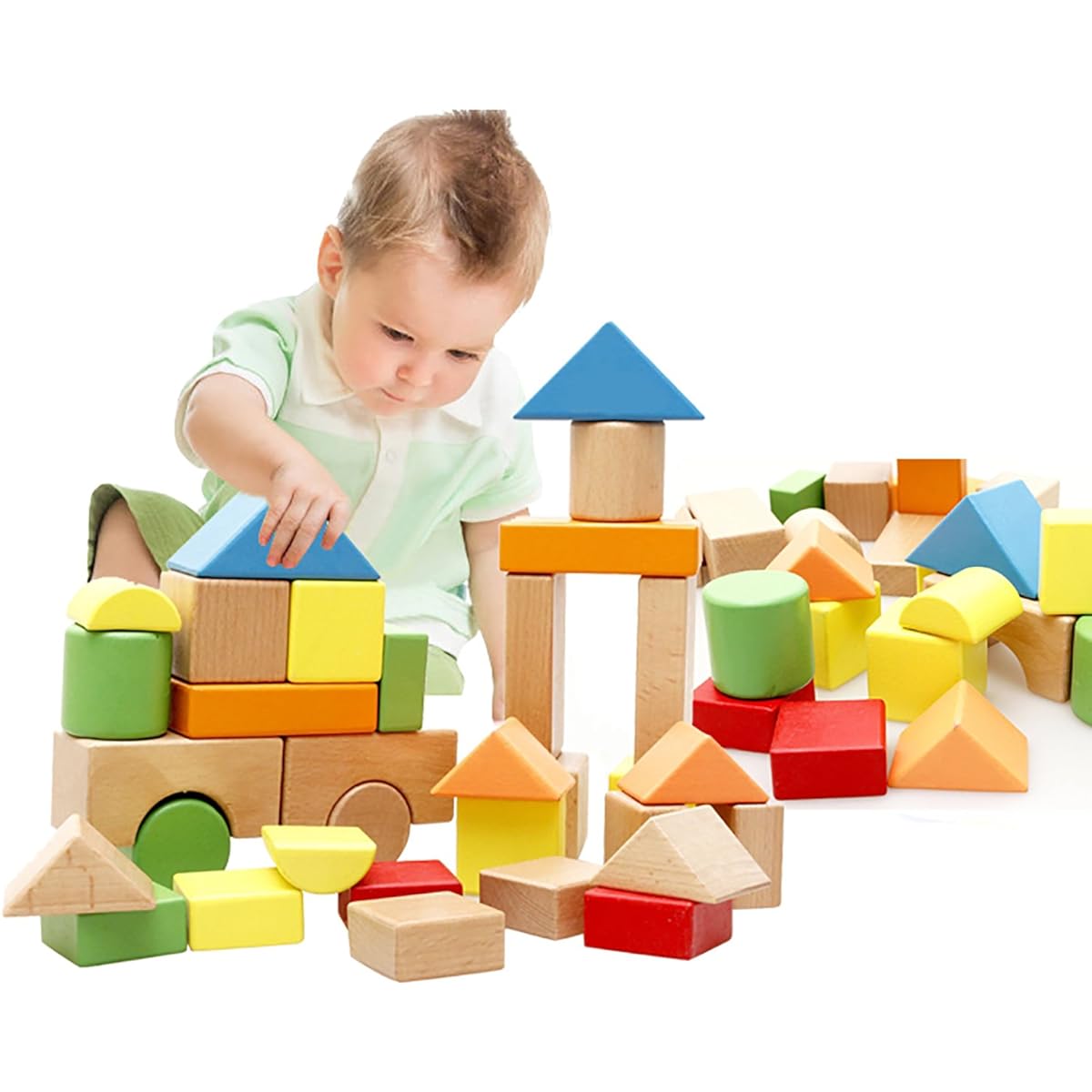 Lewo Wooden Block Set Large Assembly Building Blocks Board Game 32 Pieces