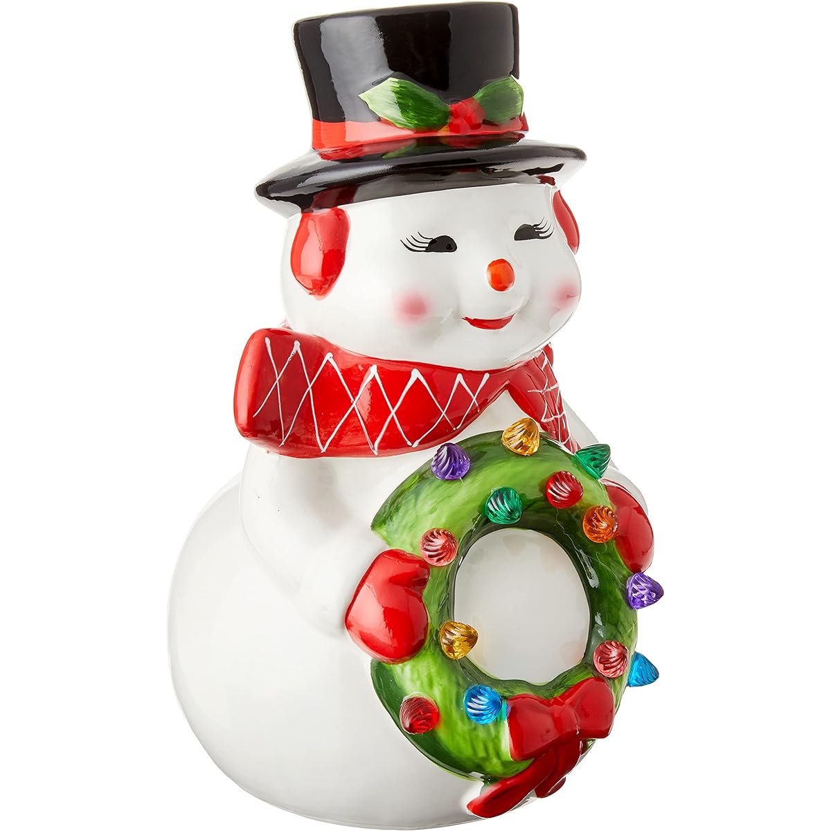 Mr. Christmas Medium Ceramic Figurine 12" Snowman Christmas Decoration White