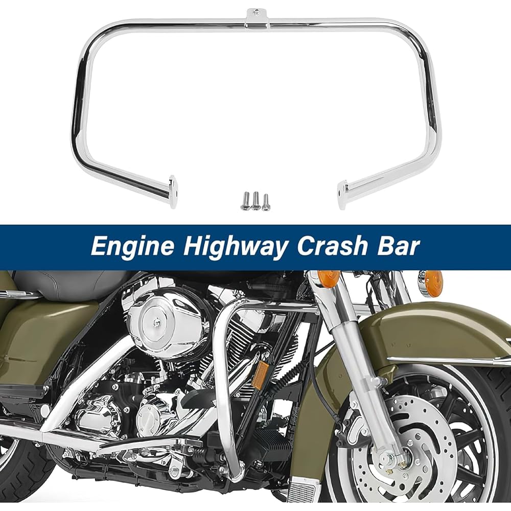 TCT-MT Engine Guard Crash Bar Highway Harley Touring Road King FLHR Electra Glide Standard FLHT 1997-2008 EFI FLHRCI FLTRI '98-06 FLHRC FLTR FLHTCU '07-08 CVO Road King FLHRSE6 2014 Chrome