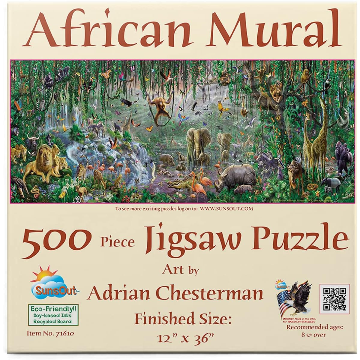 SunsOut African Mural 500 Piece Jigsaw Puzzle