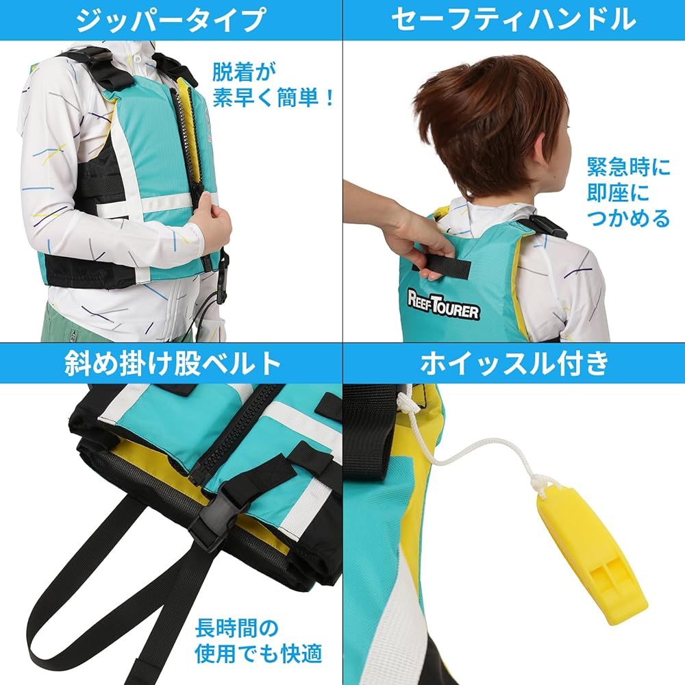 REEF TOURER Snorkel Snorkeling Vest Floating Vest Snorkeling Vest Vest for Children [S/M Size] [Yellow/Turquoise/Lavender] SV1500/SV1500P