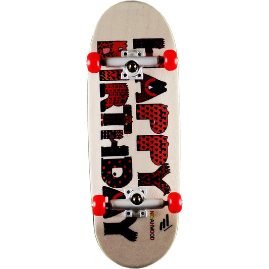 NOAHWOOD Wooden Fingerboard Complete (Noah Team 8.0 360 Flip Bamboo Deck 34mm White Track 34mm Red Spherical Wheel No Logo) (Happy Birthday I)