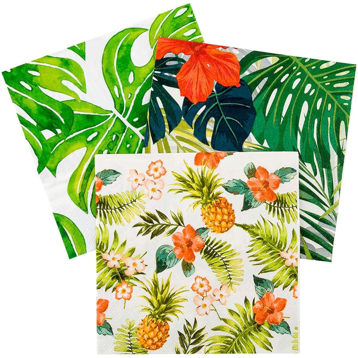 White Paper Luncheon Napkins - Hawaiian Vacation - 13" x 13" - Box of 20 - Restaurant Supplies