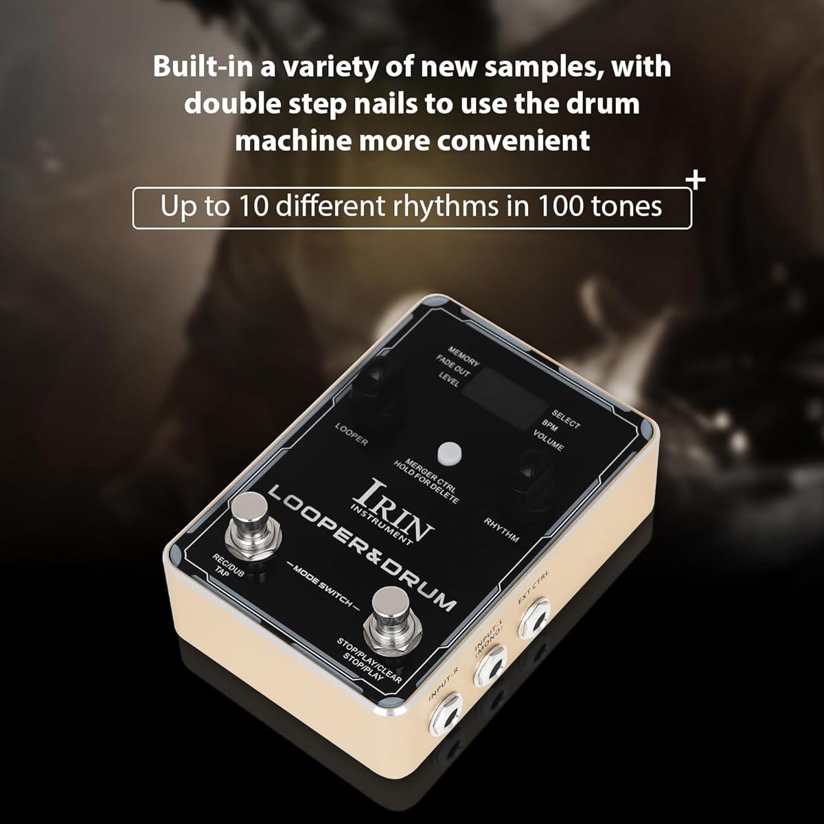 Xtahdge Looper Pedal Drum Machine Guitar Effect Pedal 44.1kHz/24 Bit 160 Minutes Recording Time 100 Drum Machine Rhythm Double Stepping Nail Looper Pedal Headphone Jack, Rose Gold