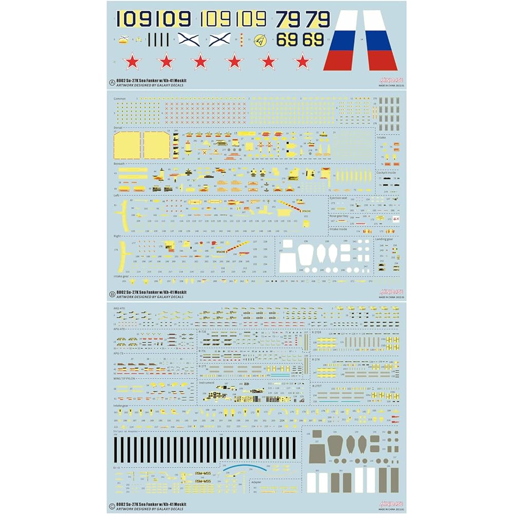 Minibase 1/48 Russian Navy Su-27K Sea Flanker Kh-41 with Mosquito Plastic Model BA8002 Molding Color