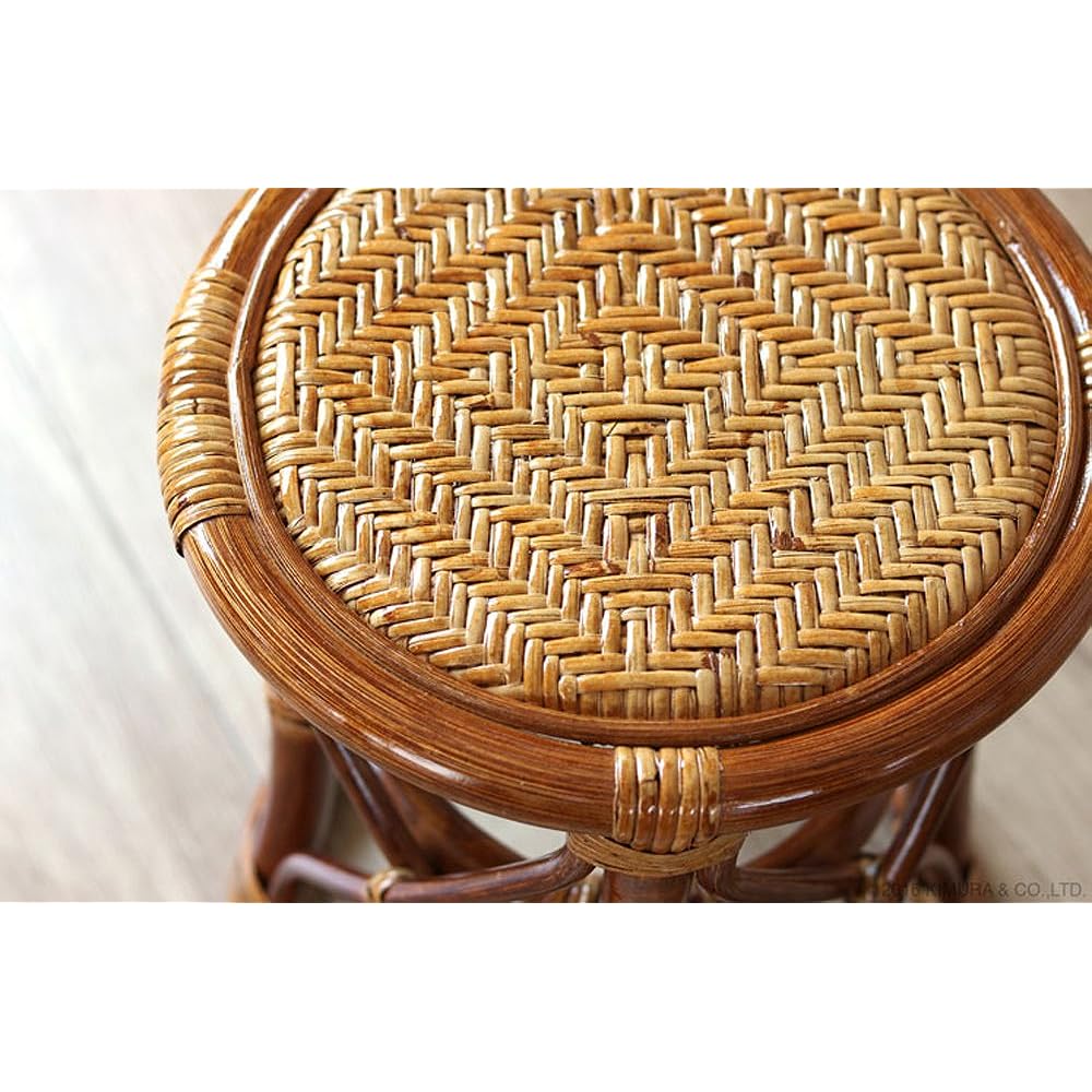 Sunflower Rattan Rattan Stool Brown Diameter 29 x Height 35cm Lightweight Durable C405HR