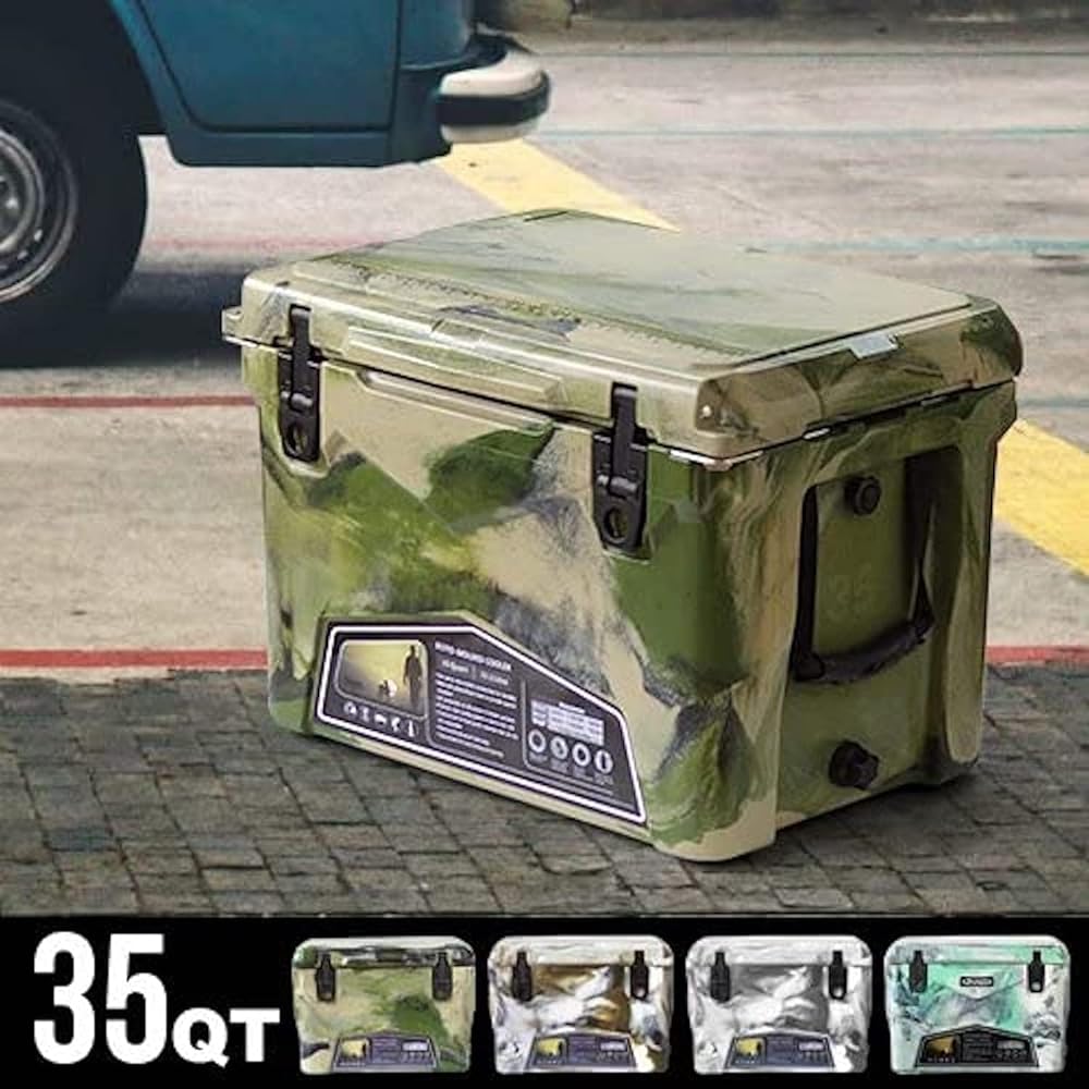Iceland Cooler Box 35qt [Dessert Camo / 33.1L] iceland cooler box with accessories, maximum cold retention for 5 days BBQ BBQ Outdoor TST [Genuine Product]