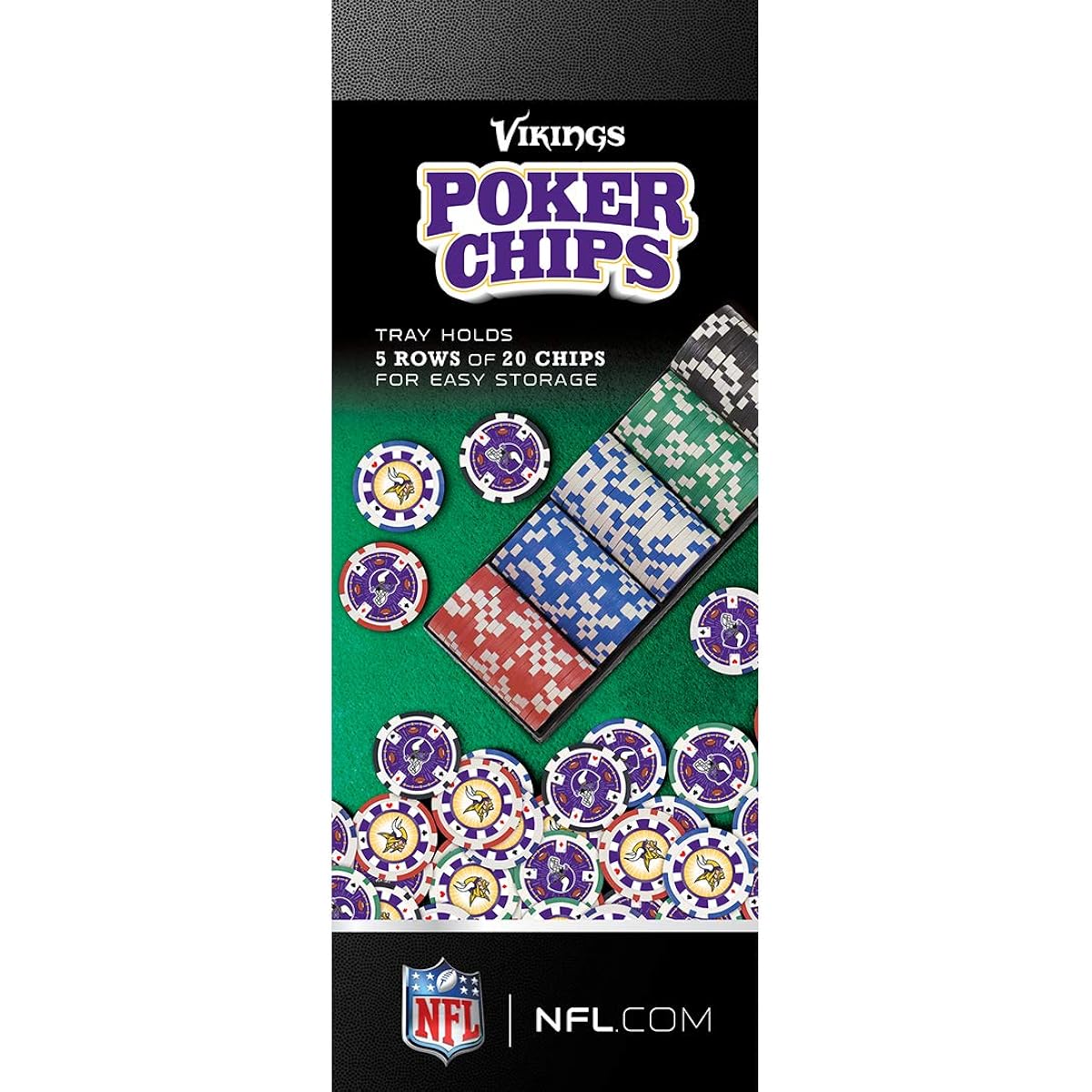 MasterPieces Game Day NFL Minnesota Vikings 100 Piece Poker Chip Set Casino Style