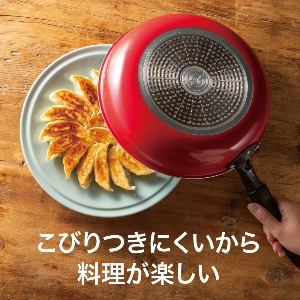Evercook Stir-Fry Pot, Deep 28cm, Compatible with all heat sources (IH Compatible) [500 Days Warranty] Non-Stick Frying Pan, PFOA Free, Red Doshisha