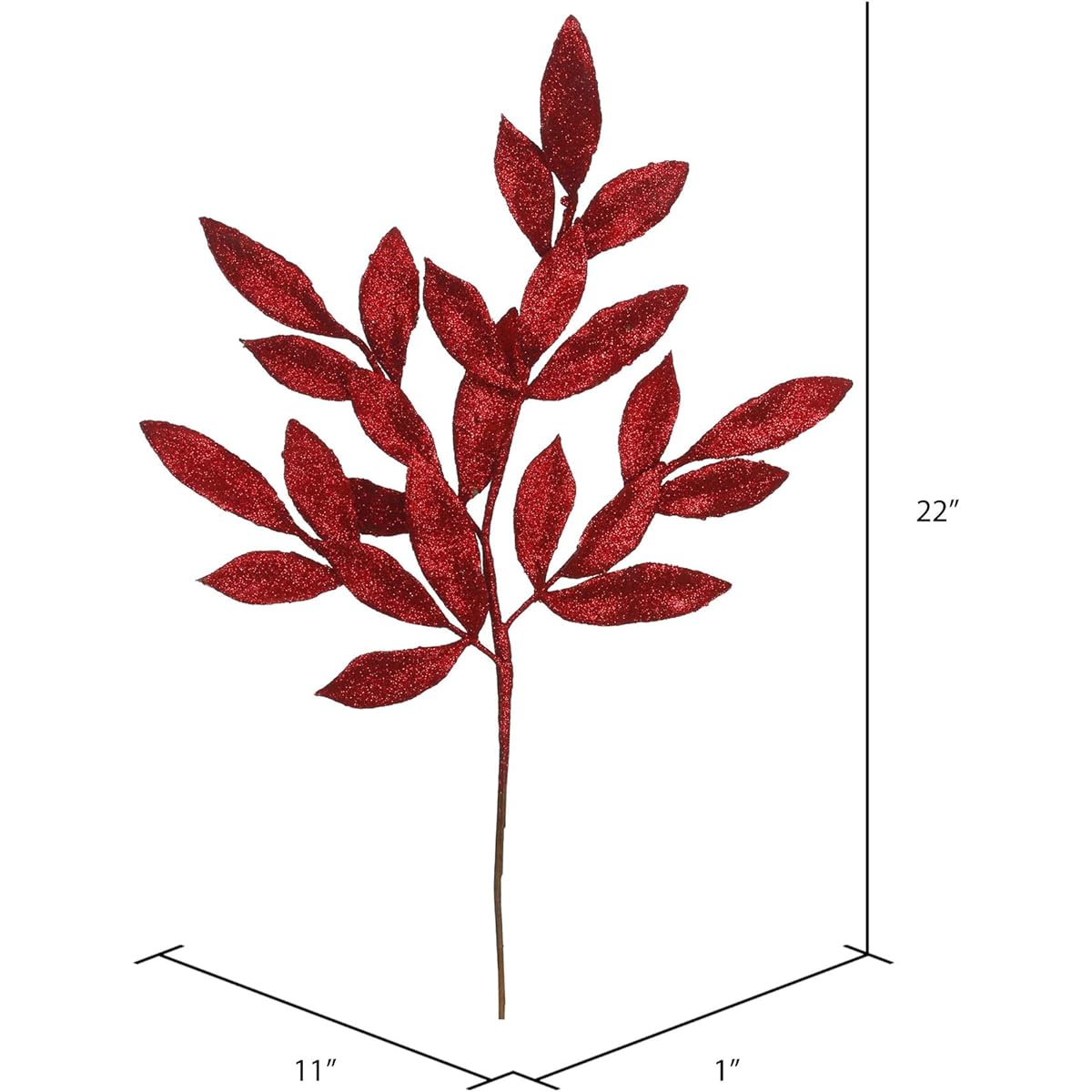 Vickerman L152903 Glit Bayleaf Spray 12/Bag Christmas Tree, 60cm, Red