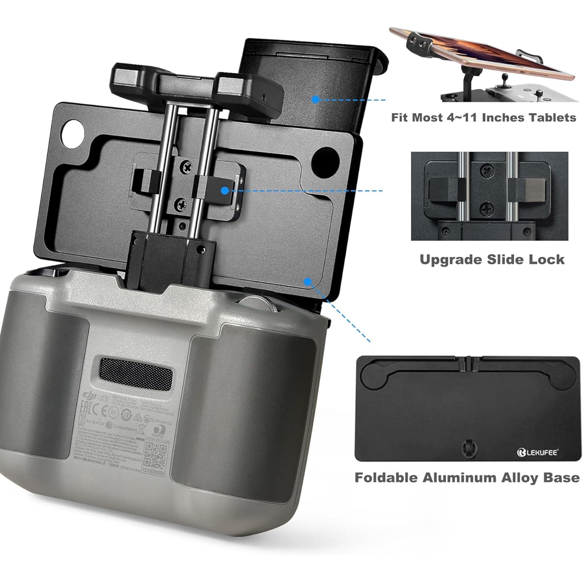 Lekufee Lightweight Aluminum Foldable Tablet Holder with Slide Lock for DJI Mini 3/DJI Mavic 3/Mavic Mini 2/1/Mini SE/Mavic Air 2S/2/Mavic 2 Pro/Mavic Pro/Mavic Air/DJI Remote Control