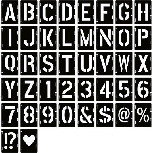 5" Letter Stencils Symbols Numbers Craft Stencils 42pcs Reusable Alphabet Templates Interlocking Stencil Kit for Painting Wood, Walls, Fabric, Rocks, Chalkboards, Signs, DIY Art Projects (18")