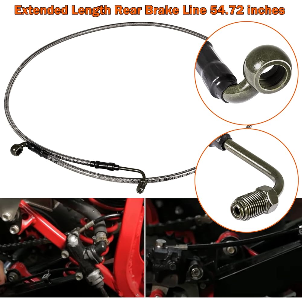 PIILOO 1068 RZR Brake Line Extended Front/Rear Braided Brake Line ATV Polaris RZR 800/S 800/4 800/XP 900/570/XP 4 900 Stainless Steel