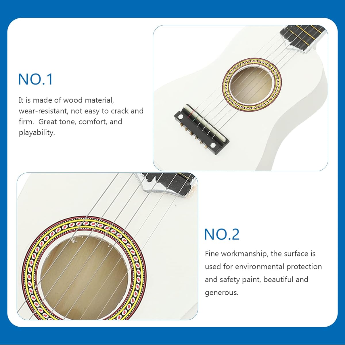 ARTIBETTER 21 Inch Guitar Small Acoustic Guitar Beginner 6 String Wooden Guitar White