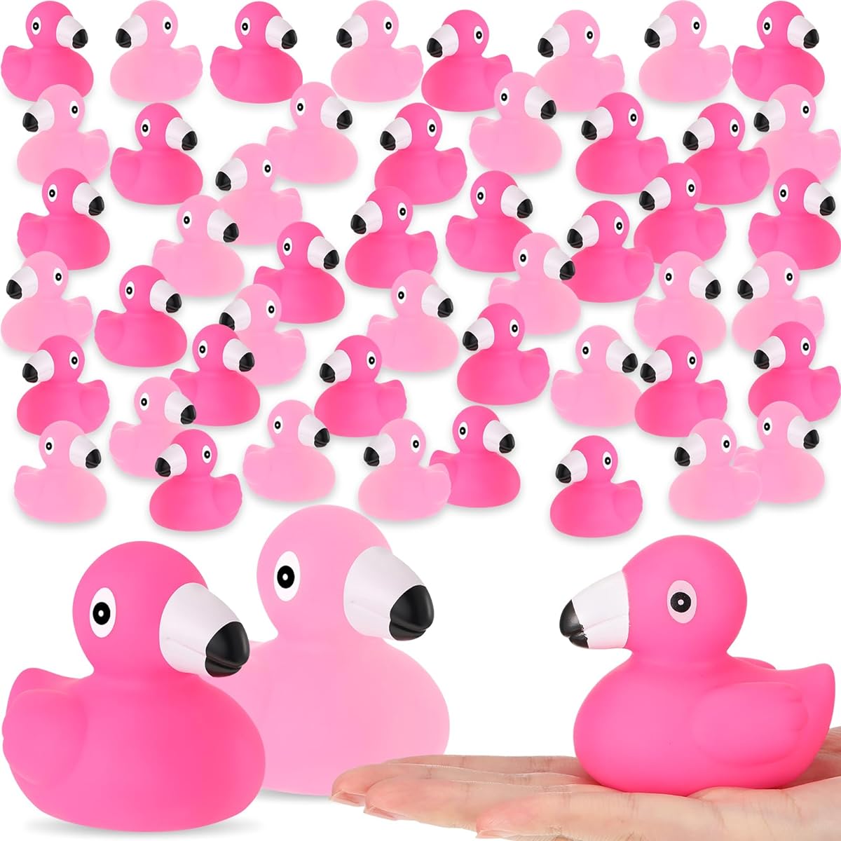 Jerify 100pcs Flamingo Rubber Ducks Bulk Rose Pink Light Pink Flamingo Bath Toys Floating Flamingo Toys Summer Beach Rubber Duck Shower Toys Party Favors Decorations Classroom Giveaways