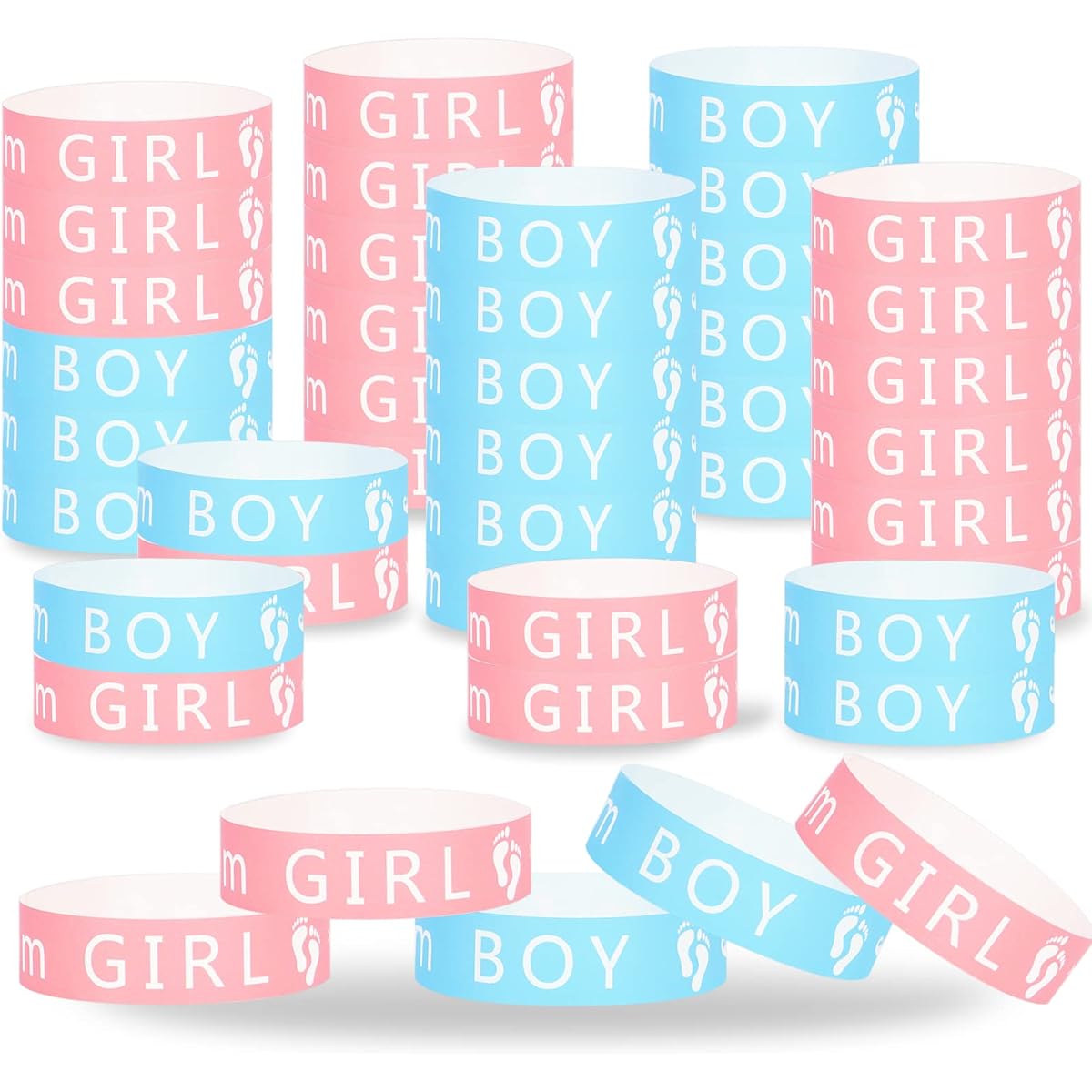 500 Pack Gender Reveal Wristbands for Events, Waterproof Team Boy and Team Girl Paper Bracelets, Party Armbands for Gender Reveal Ideas, Party Supplies, Decorations