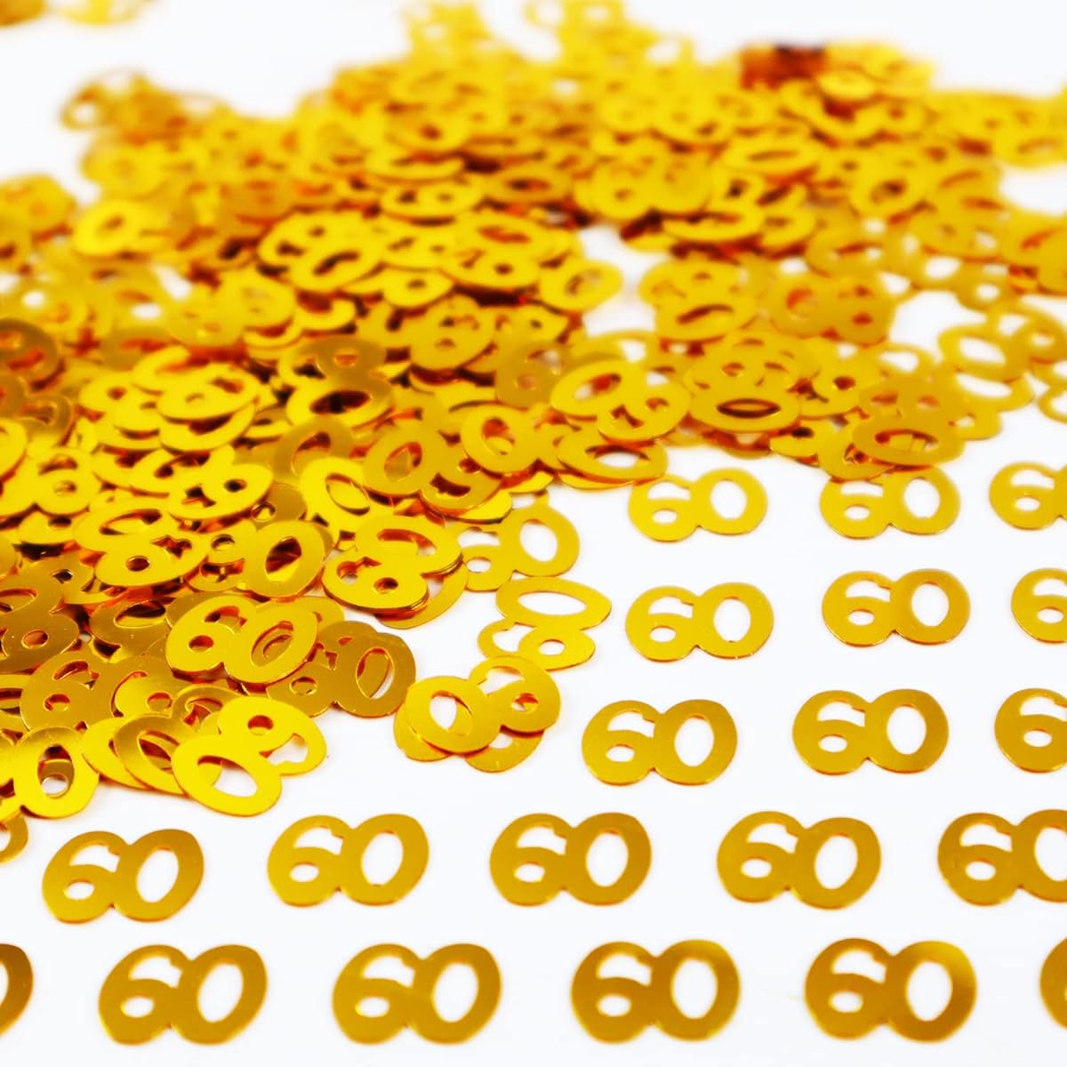 Hrovsur Birthday Confetti Table 60 - Number 60 Confetti Birthday Anniversary Party Decorations for 60 Years Anniversary Party Birthday Confetti for 60 Years Happy 60th Birthday Confetti for Table Decoration, Party Supplies (Gold)