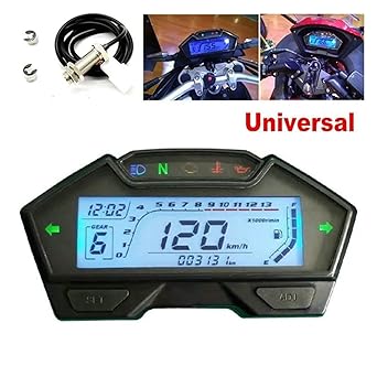 LED Indicator Odometer Motorcycle Tachometer Gear Indicator N1-6 Gear LCD Digital Instrument Waterproof Odometer Speedometer Meter