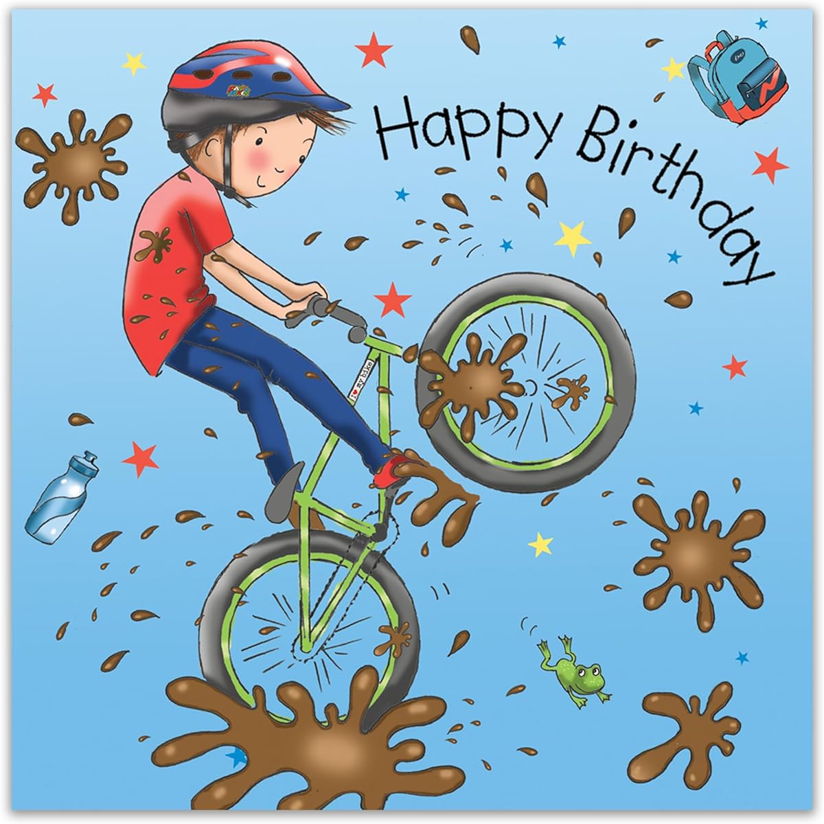 Twizler Happy Birthday Card with Mountain Bike - Boy Birthday Card - Happy Birthday Card Boy - Boy Birthday Card - Sporty Kids Birthday Card - Birthday Gift for Son, Grandson