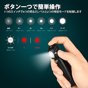 LED Headlight Work Light ACEBEAM H15 2.0 L Type Work Light USB-C Rechargeable Multifunctional Headlamp Bright 2800 Lumens with White/Red Light Helmet Light Waterproof For Climbing, Fishing, Disaster Prevention, Work (Black)