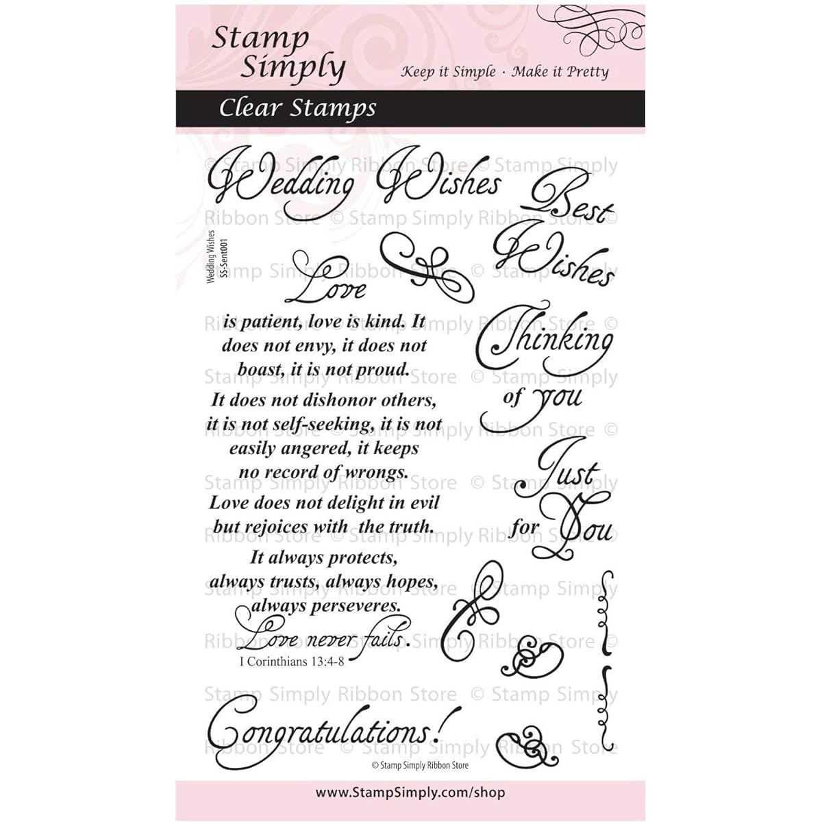 Stamp Simply Clear Stamp Wedding Wishes Set Christian Religious 4x6 inch 11 Piece