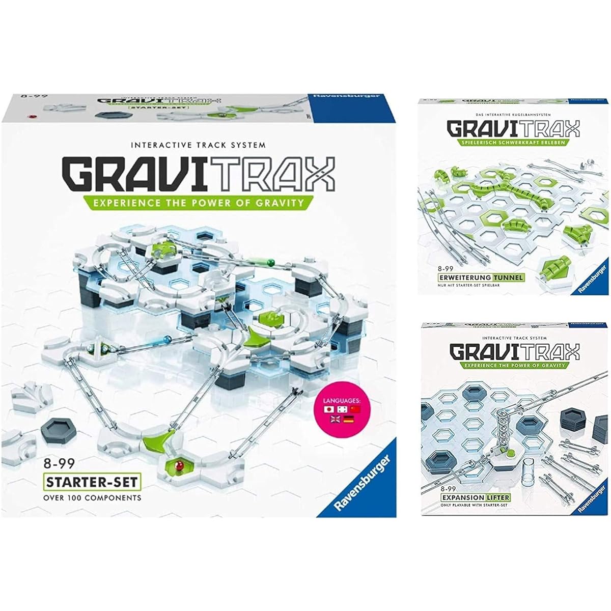 [Set of 3: Ready to play] GraviTrax Starter Set, Tunnel Set, Lifter Set