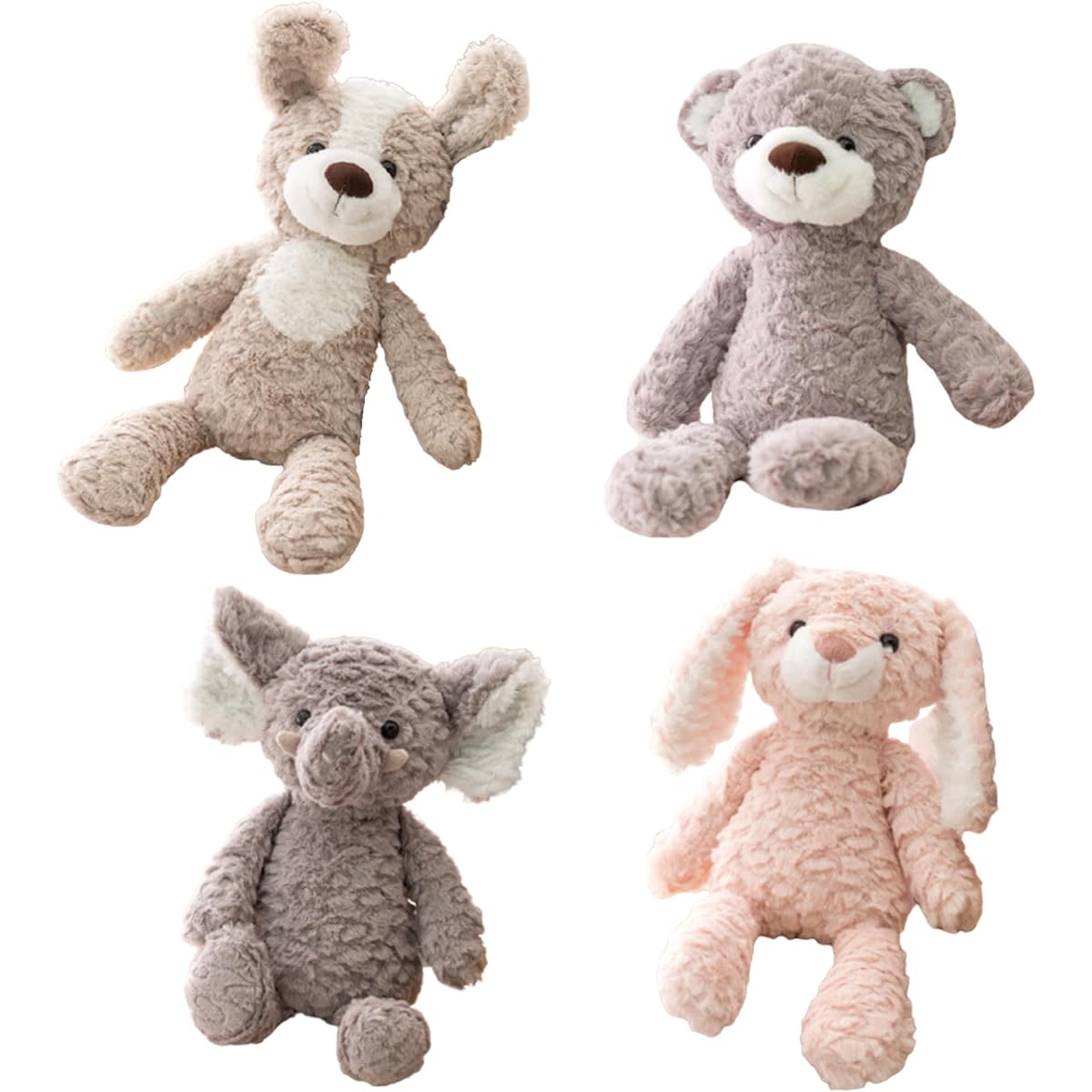MIHI Plush Toy [Genuine Product, Compliant with Food Sanitation Law] Animal, Fluffy, Soft Toy, First Toy, Gift, Baby Shower, Newborn Photo, Approx. 38cm (Set of 4)