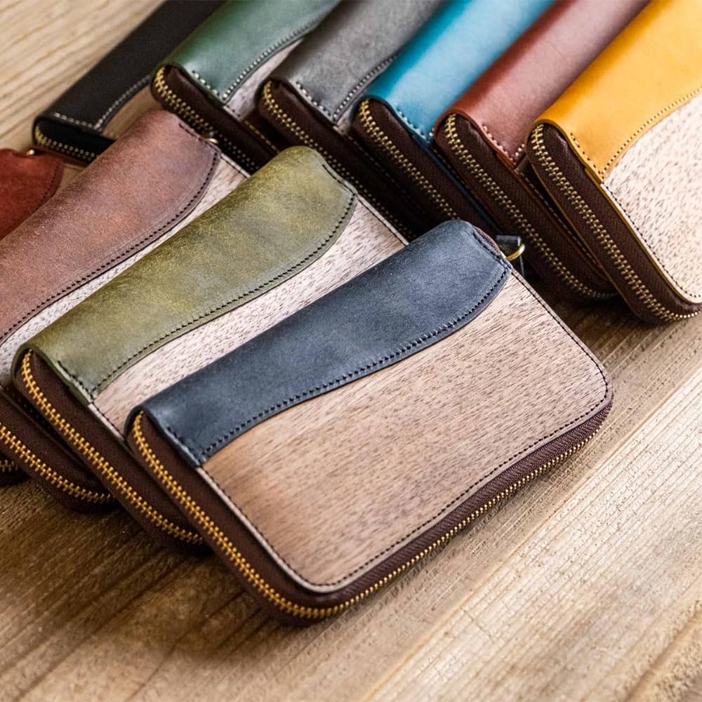 [VARCO REAL WOOD] Round Zip Wallet NE (Brick)