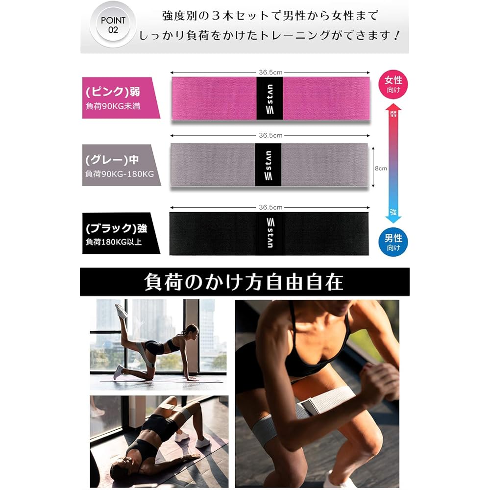 [Unbreakable Cloth Rubber Band] STA Exercise Band Muscle Training Training Buttocks Rubber Tube