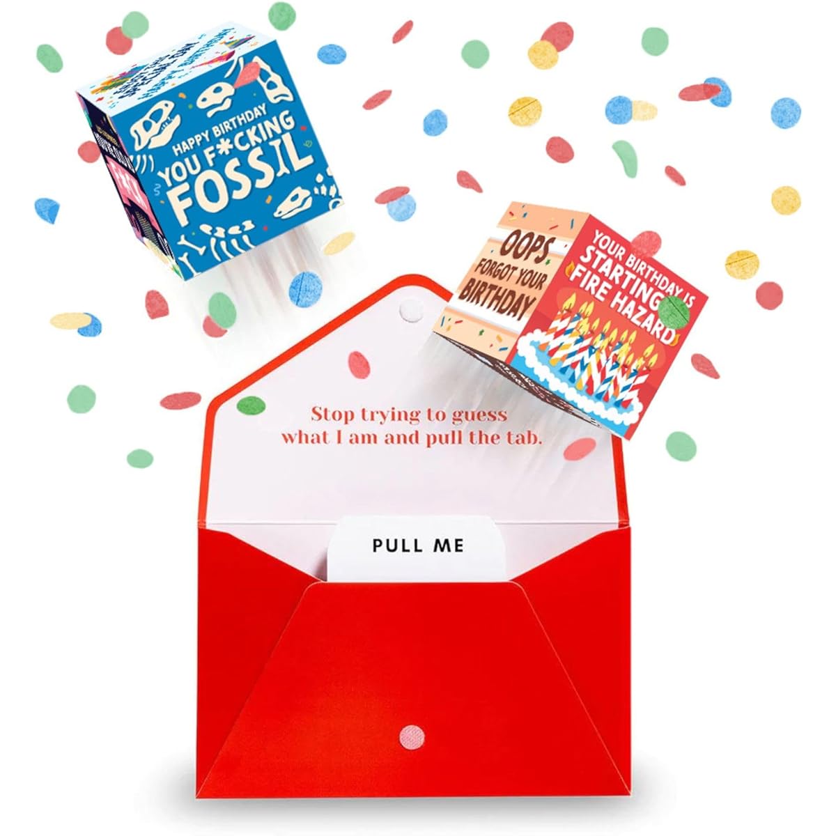 Make It Mine PopBox™ Original Birthday Confetti Popping Card Funny - Surprise Greeting Card with 2 Photo Cubes, Unique Gift Exploding Confetti Card
