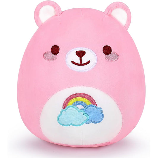 Auspicious Beginning Pink Rainbow Bear Plush Toy 10 Inch Stuffed Bear Pink Heart Bear Stuffed Cute Bear Anime Stuffed Animal Panda Stuffed Animal Valentine's Day Gift Birthday Gift for Kids