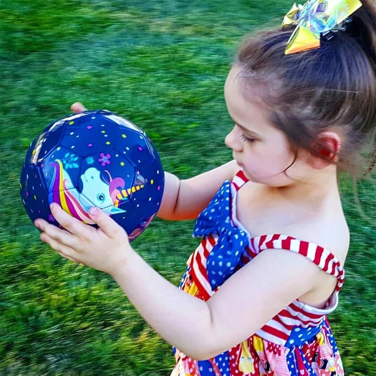 PP PICADOR Soccer Ball Size 3, Kids Cute Animal Soccer Ball with Pump for Girls and Boys (Navy Blue Unicorn)