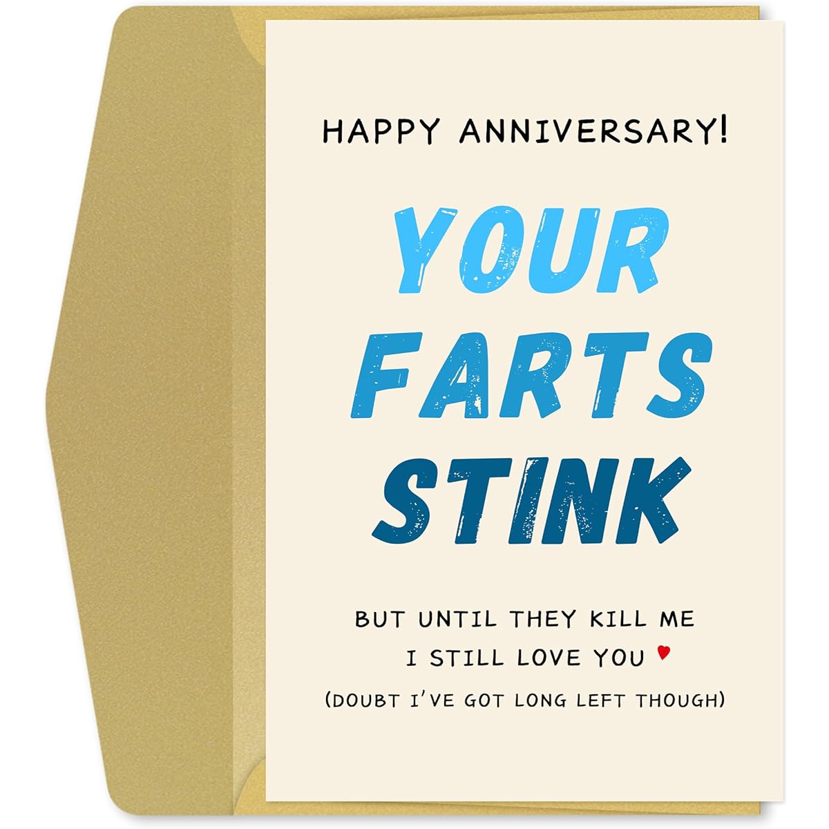 OfficeKolor Funny Anniversary Cards Gifts for Husband Boyfriend Fiance Valentine's Day Cards Greeting Cards for Girlfriend Wife - Fart Stink
