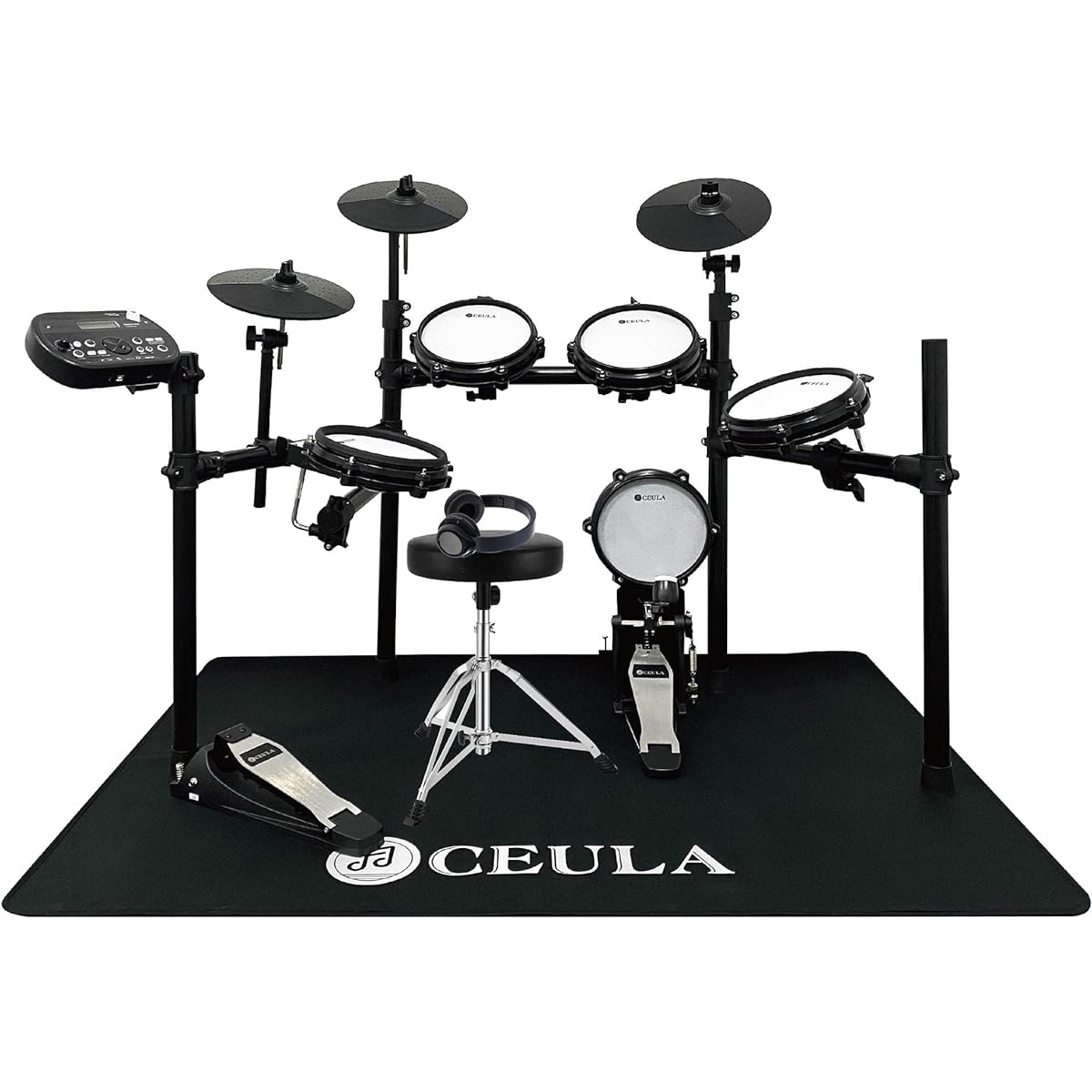 CEULA Electronic Drum Set, Mesh, Foldable, 5 Drums, 3 Simpals, USB MIDI Function, Height Adjustable Chair, Dedicated Mat, Japanese Instruction Manual [PSE Certified] (5 Drums, 3 Simpals)