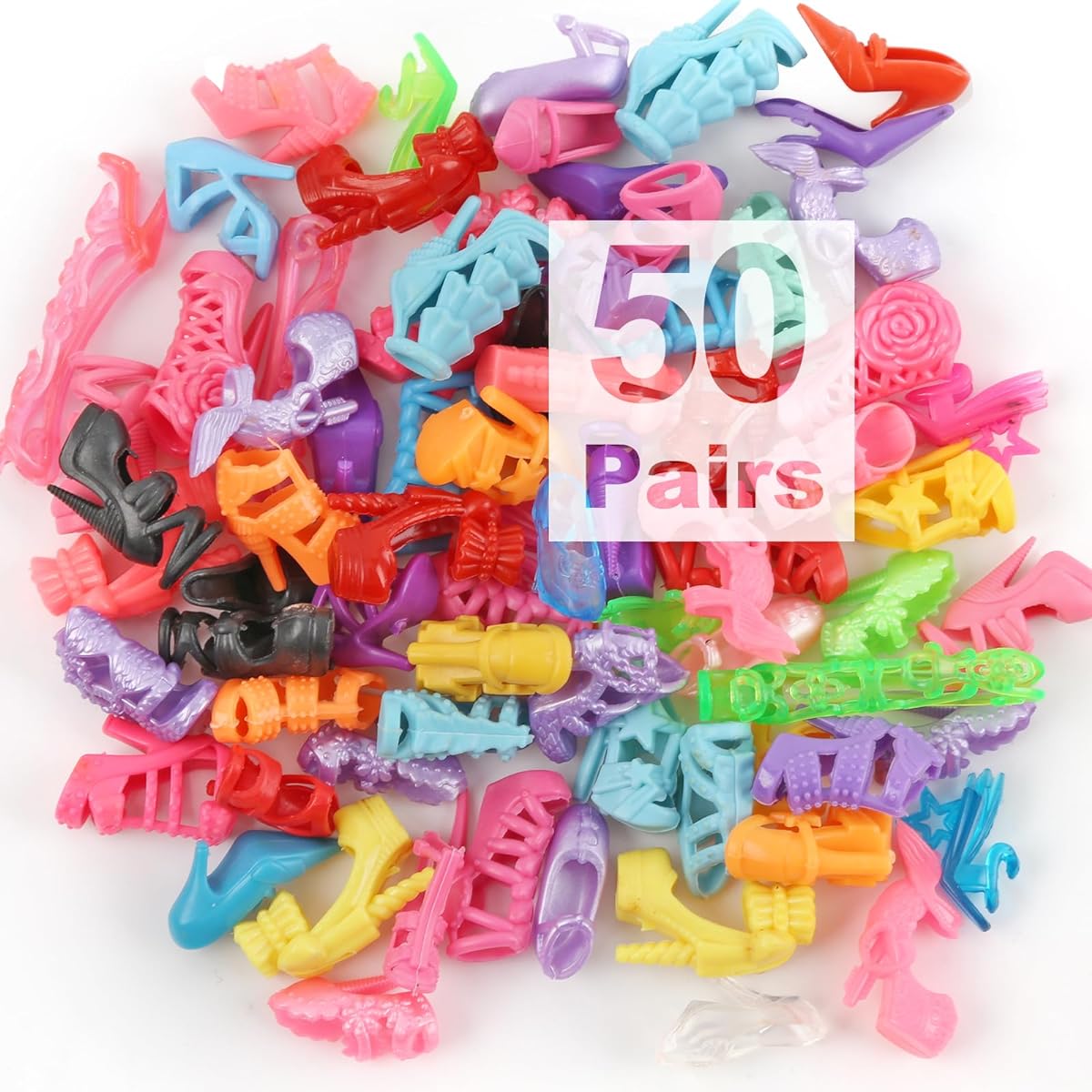 50 Pairs 11.5" Fashion Doll Shoes Different Colors - High Heel Shoes Doll Boots Flat Shoes Set Replacement for 11.5" Doll Girl