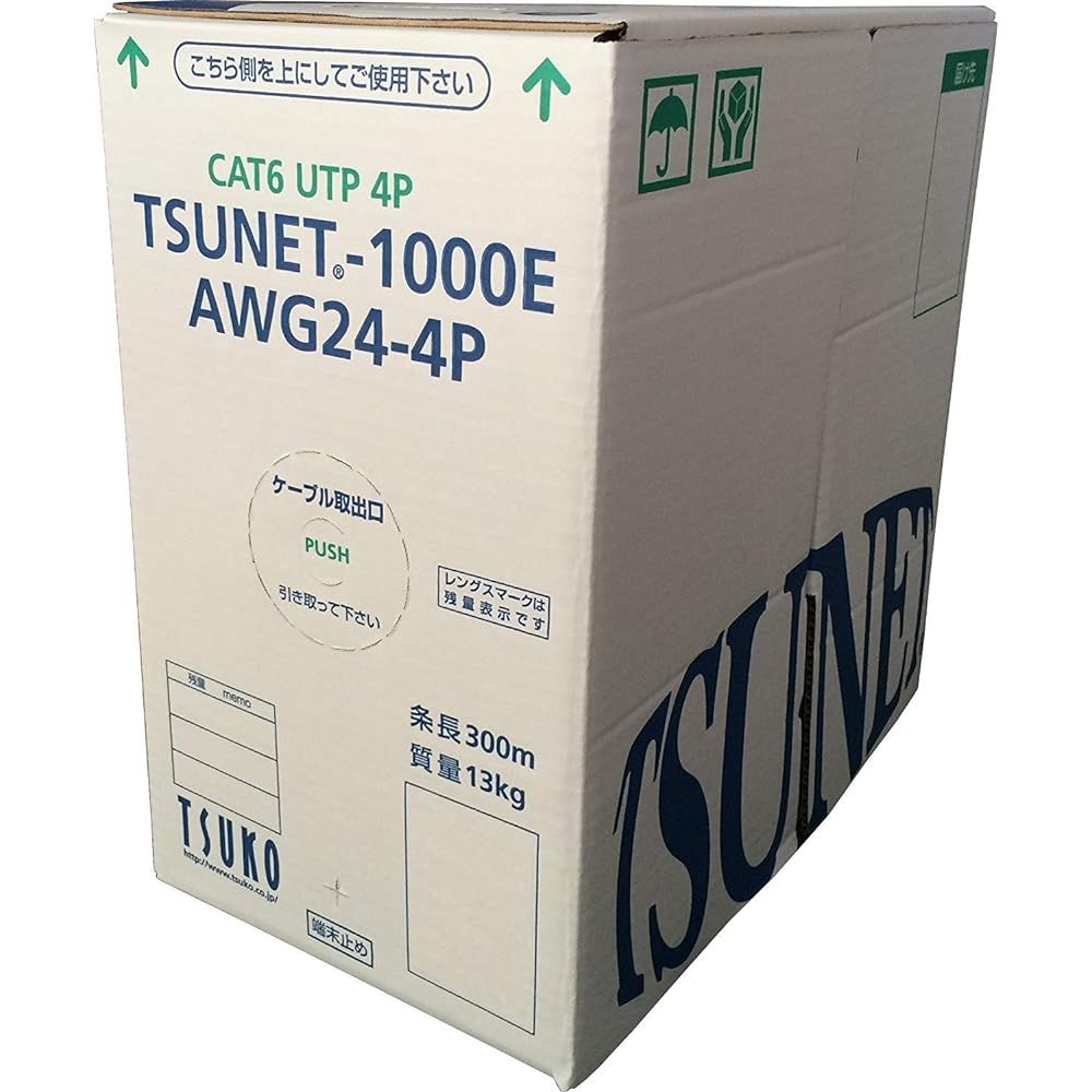 Tsushin Kogyo CAT6 LAN cable (300m roll) TSUNET-1000E AWG24-4P (cream)