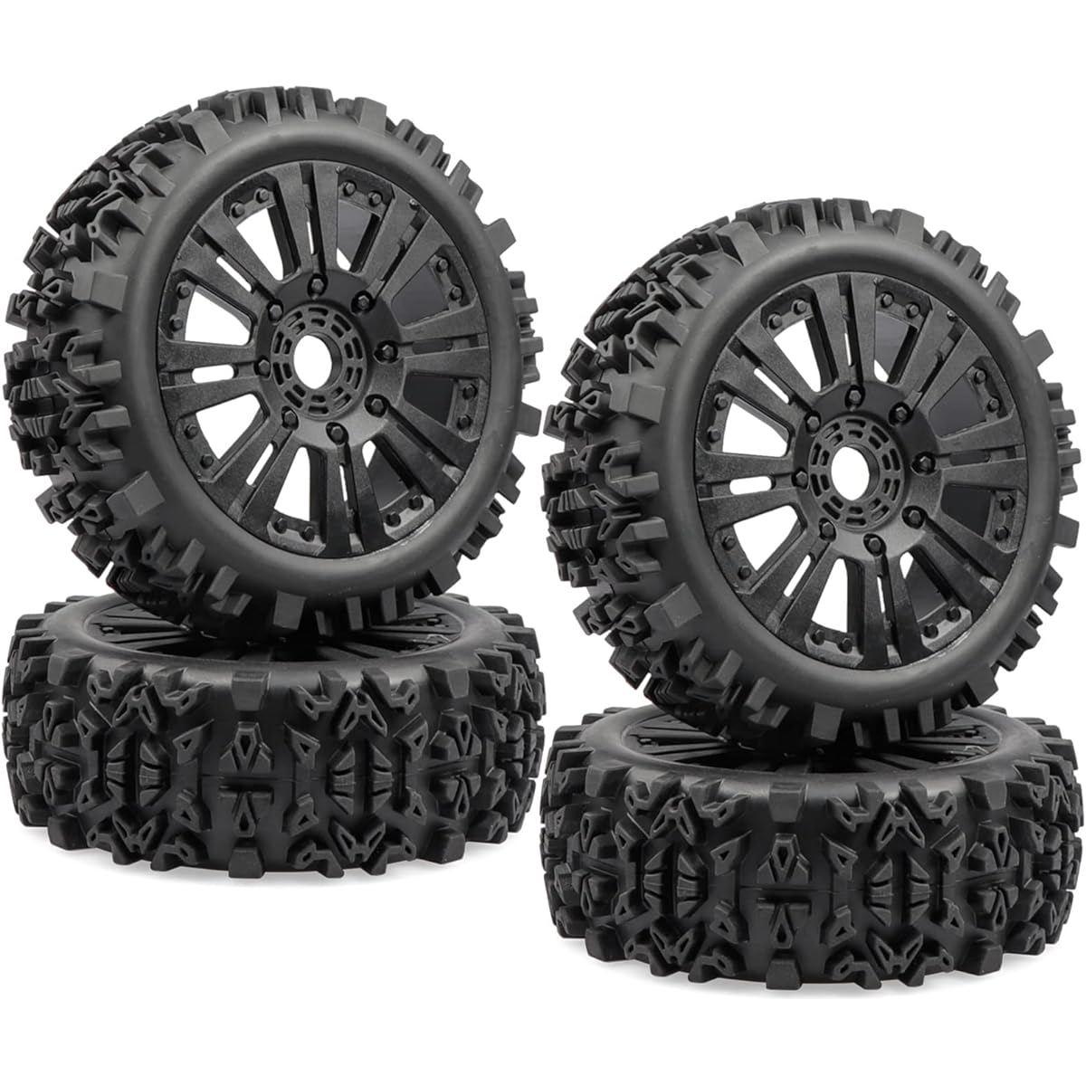 Acekeeps Glued Hex 17mm 1/8 RC Buggy Wheel and Tire Combo for Typhon 3S 6S RC Buggy Off-Road Car, Pack of 4 (OD 120x43mm)