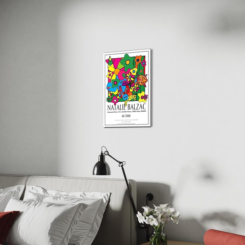 Poster A2 Framed Art Poster NATALIE BALZAC ALLSTARS Stylish Interior Colorful Pop Rabbit Turtle Star Plant A2 (420 x 594mm) With Frame