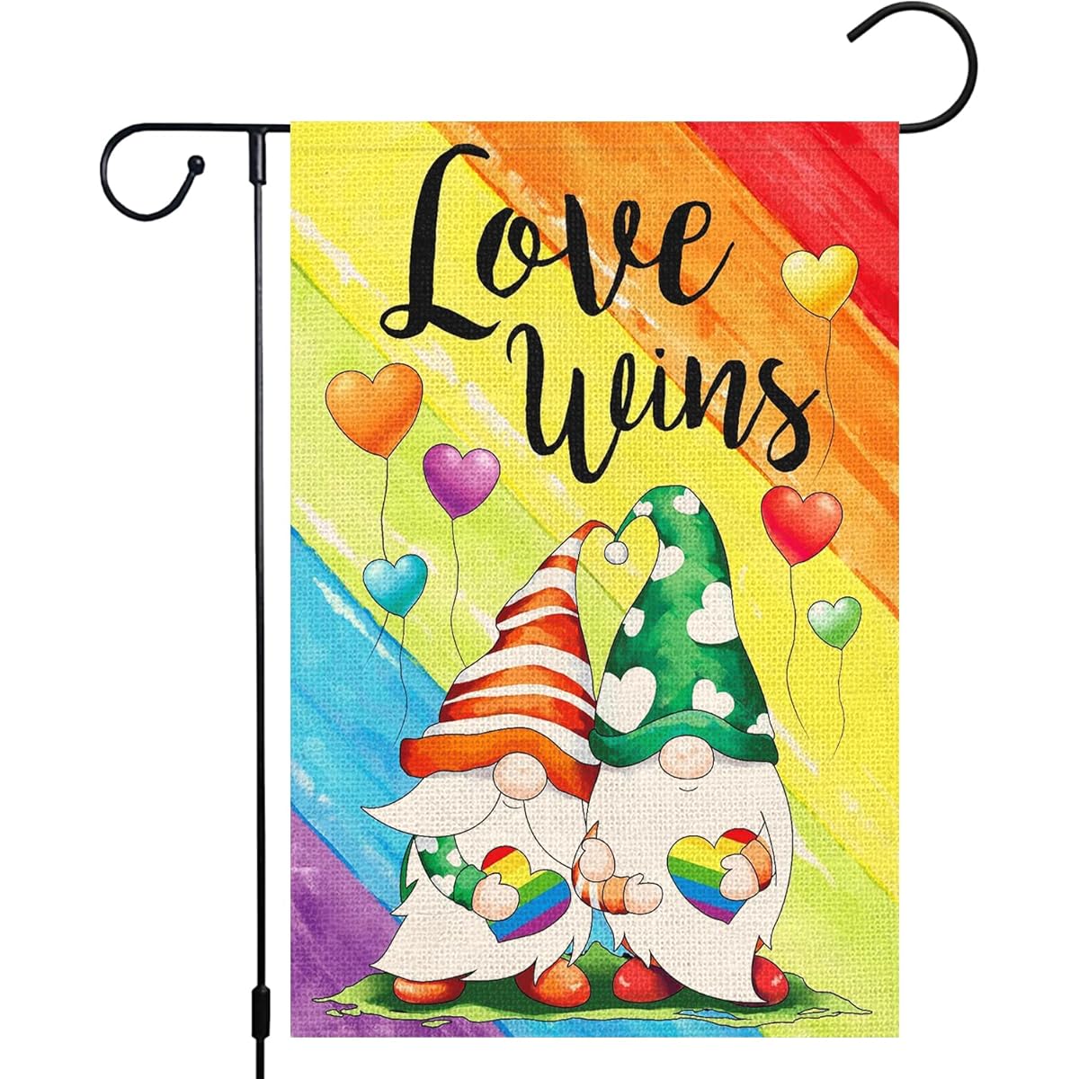 Love is Love Pride Garden Flag 12x18 Double Sided Burlap Small Rainbow Love Heart Lesbian LGBT Pansexual Garden Yard Flag Sign Banner Pride Moon Porch Outdoor Decor (Flag Only)