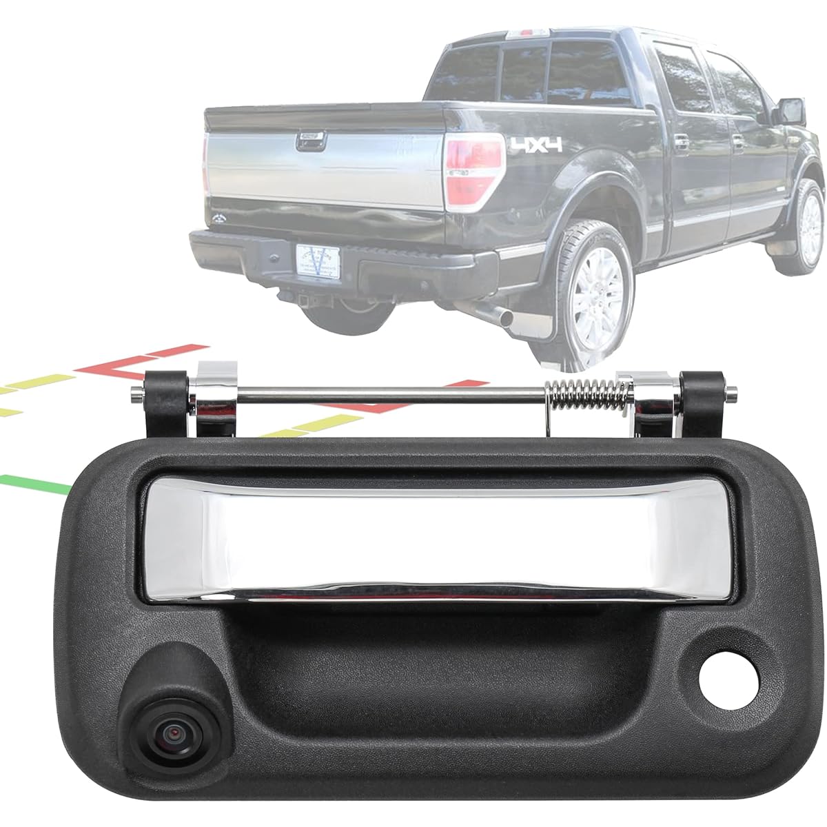 Anina Tailgate Handle Backup Camera for 2004-2016 Ford F150 Super Duty F250 F350 F450 F550 Lincoln Mark LT Car Tailgate Door Rearview Reverse Parking Camera (Color: Black/Chrome)
