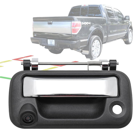 Anina Tailgate Handle Backup Camera for 2004-2016 Ford F150 Super Duty F250 F350 F450 F550 Lincoln Mark LT Car Tailgate Door Rearview Reverse Parking Camera (Color: Black/Chrome)