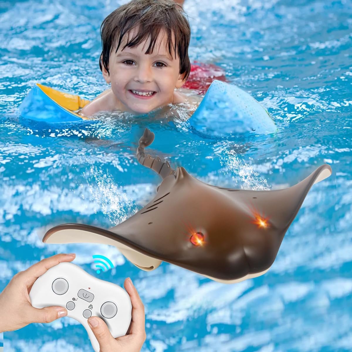 Remote Control Shark Stingray Toy 2.4G Water Play Pool Toys for Kids High Simulation RC Stingray Boat Fish Swimming Pool Bathroom for Kids Age 6 7 8 Boys Christmas Birthday Gift