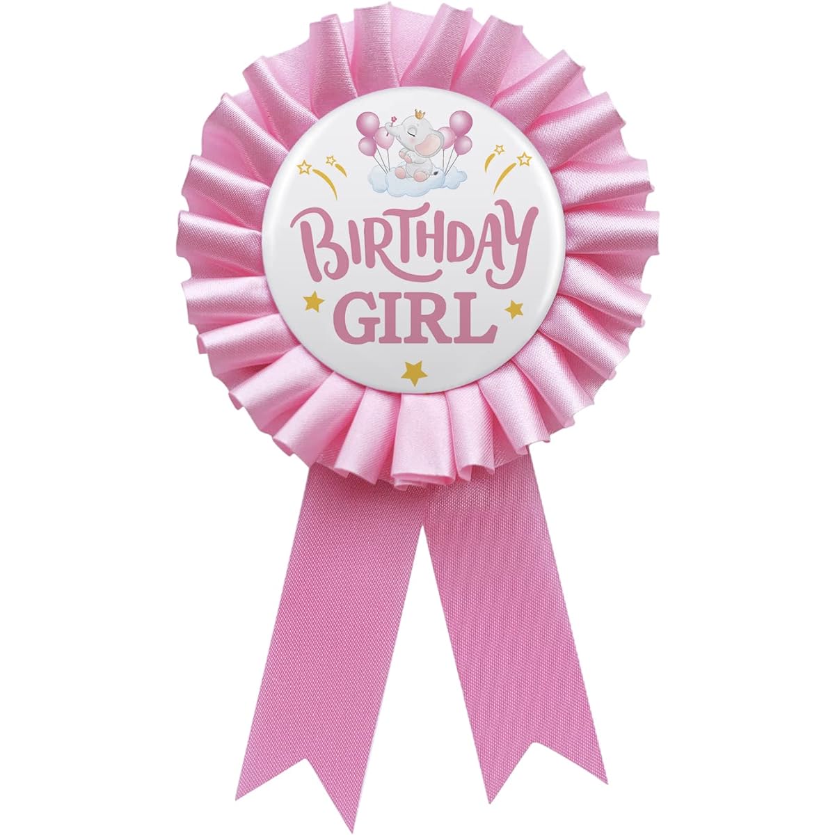 Birthday Girl Tinplate Badge Pins, Kids Birthday Gifts, Baby Girl Award Ribbons, Rosette Button Pins Party Decoration Supplies, Pink 1pc
