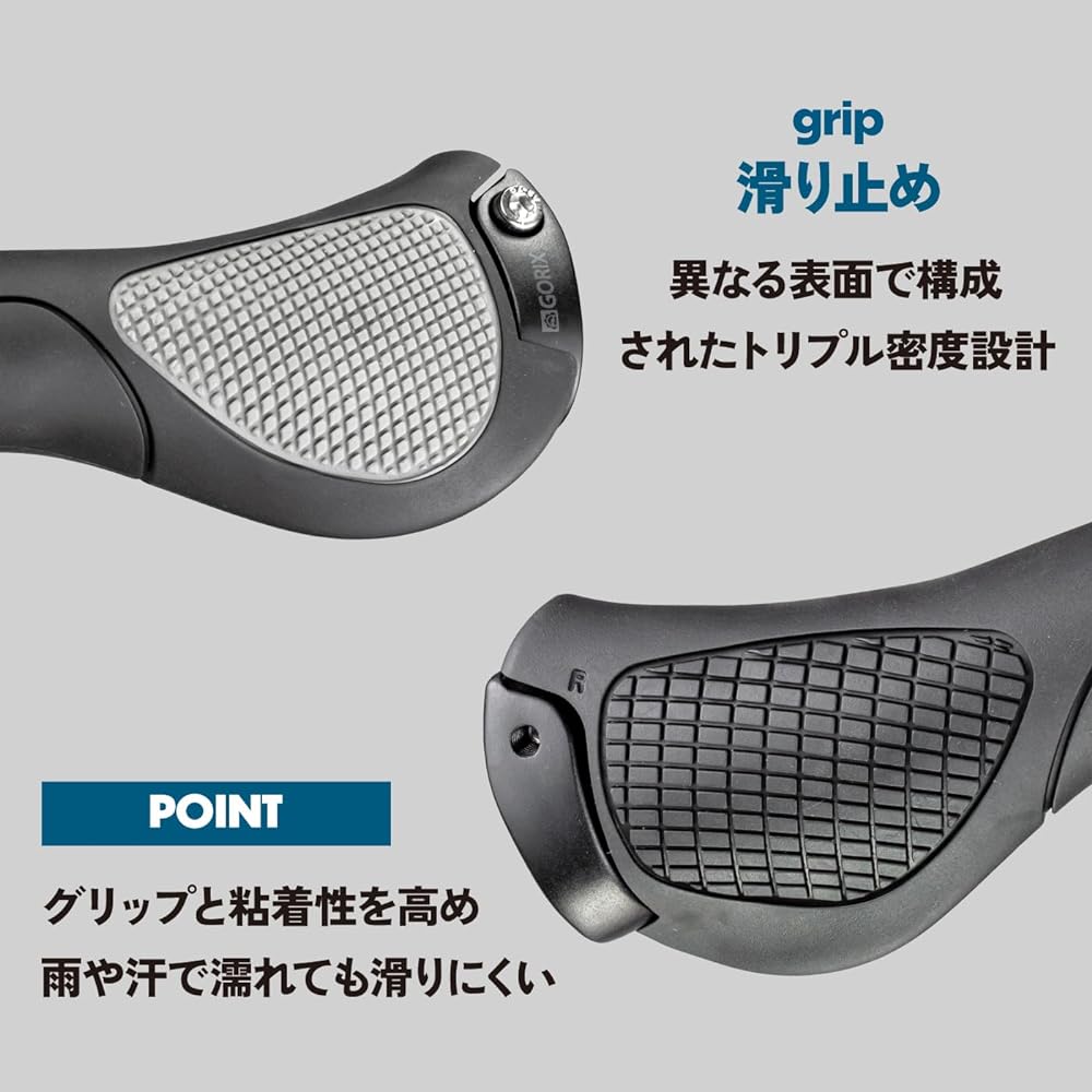 GORIX Bicycle Grip Grip Shock Absorption Cycle Grip Ergo Grip Customized Grip Replacement Bicycle Grip Lock-on Cross Bike MTB Mini Velo Electric Bicycle and Other Bicycles Black x Gray (GQZ801)